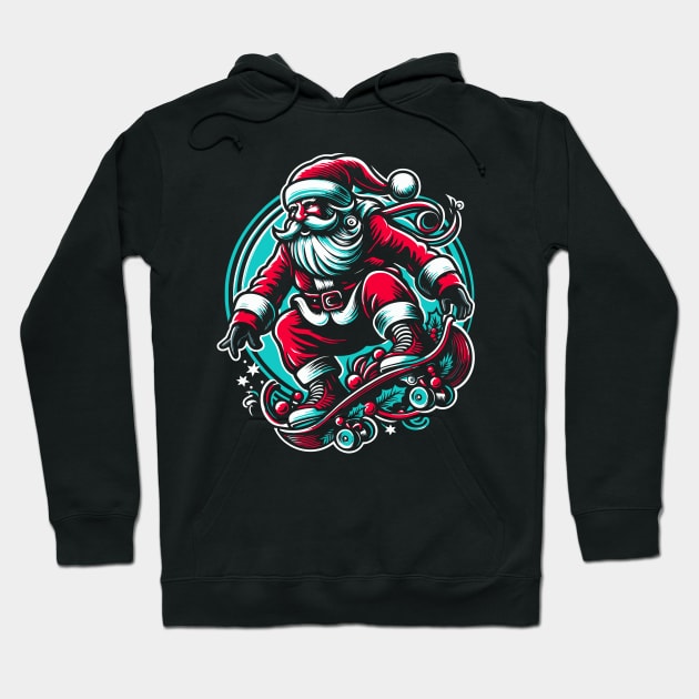 santa playing skateboard t-shirt Hoodie by alan gaming store